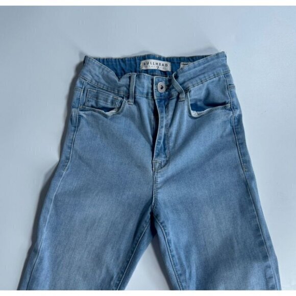 Bullhead Jeans Juniors 1 Skinniest Super High Rise Denim Light Blue Wash Stretch - Picture 3 of 12